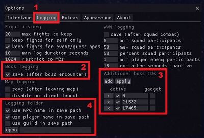 User Jowjowjow Arcdps logging setup.jpg