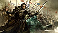 An army prepares to face off against Zhaitan's Risen. Concept art by Kekai Kotaki.