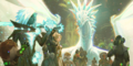 The Cycle, Reborn loading screen with the Commander and various Dragon's Watch and Canthan allies.