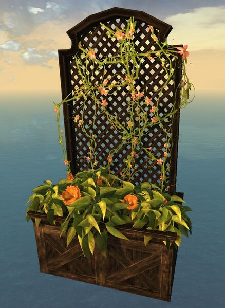 File:Lattice Planter with Orange Petunias.jpg