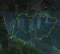 From the entrance to the first jump. Alternate route is shown in yellow if you're struggling with the jump.