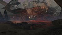 Crash site of the Scorchrazor in The Godpath Gardens.