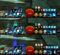 Willbender gains red flames while under the effects of Rushing Justice, aqua flames while affected by Flowing Resolve, and deep blue-purple flames while under the effects of Crashing Courage.