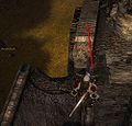 Jumping across the broken arch to the final wall section.