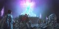 The Crystal Blooms loading screen with Logan Thackeray, Braham, Rytlock Brimstone, Canach, Gorrik, Caithe, and Taimi in Scruffy 2.0.