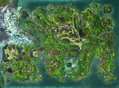 Seitung Province: 1. Daigo Ward 2. Eastern Wilds 3. Jaya Bluffs 4. North Peninsula 5. Seitung Harbor 6. Shing Jea Monastery 7. Training Grounds 8. Zen Daijun