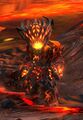 An uncommon sight of a member of Asura species corrupted by Elder Dragon Primordus, commonly known as Fireblend Asura.