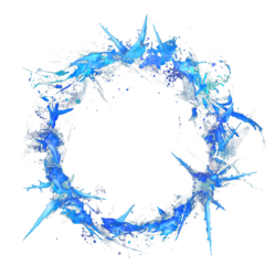A blue ring with thorns extending out from it.