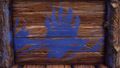 A hand imprinted of the lowland kodan on a container.