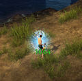 A human healing himself. The green numbers represent the amount of health restored.