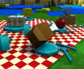 Picnic cloth with food