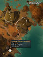 Map showing the location and path to the Scenic Vantage Point in Lamia Mire and the nearest waypoint.