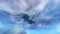 The Claw of Jormag as it flies in the sky.
