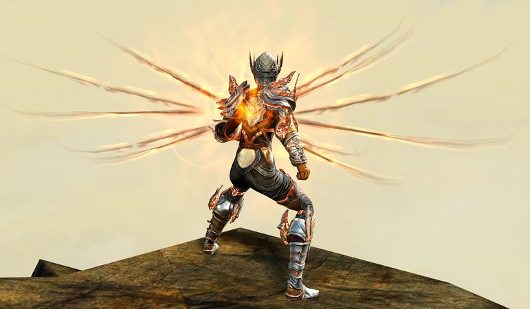 Back view in combat stance