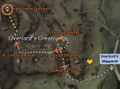Kessex Hills - Possible (Random) - Overlord's Greatcamp: Destroy gate, enter centaur camp. Run forwards till you see a ramp to the right. Run up the ramp. Backtrack to bridge and cross it. Take second bridge to the right towards big tent with the rich iron/silver vein.