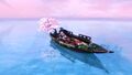 The skiff in use
