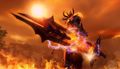 Balthazar with his greatsword on the Guild Wars 2: Path of Fire launch trailer.
