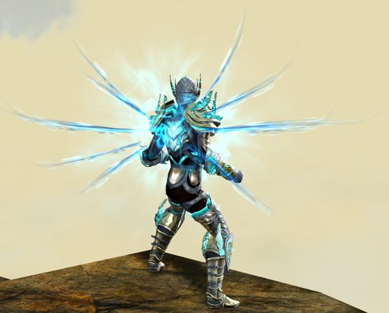 Back view in combat stance