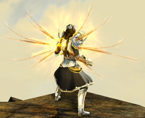 Back view in combat stance