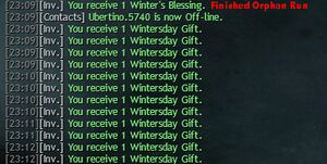 Chat capture of 12 gift dolyak run