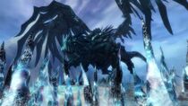 The Claw of Jormag behind its Corrupted Ice Shield.