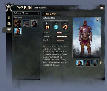 The historical Mist Champion selection section.