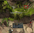 Map showing the location of the Scenic Vantage Point and one of the nearest waypoints. A nearby Zephyrite Crystal or gliding is required to reach it.