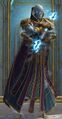 Isgarren wielding the Arcane Battlestaff.