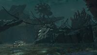 Crash site of the Whitebear's Pride in the Nave of Arah.