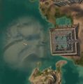West of The Sinking Ruins zone.