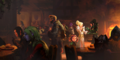 Kasmeer, Marjory, and Taimi in the Dead End bar.